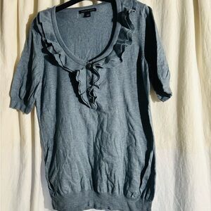 Banana Republic Blue Gray Ruffled Blouse
